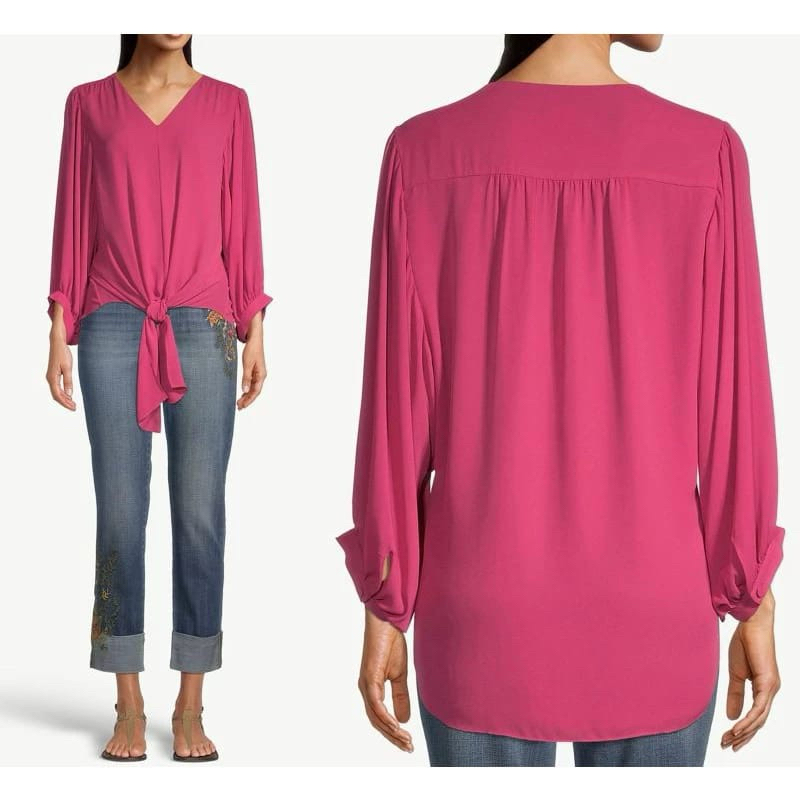 preloved Chicos pink tie front blouse