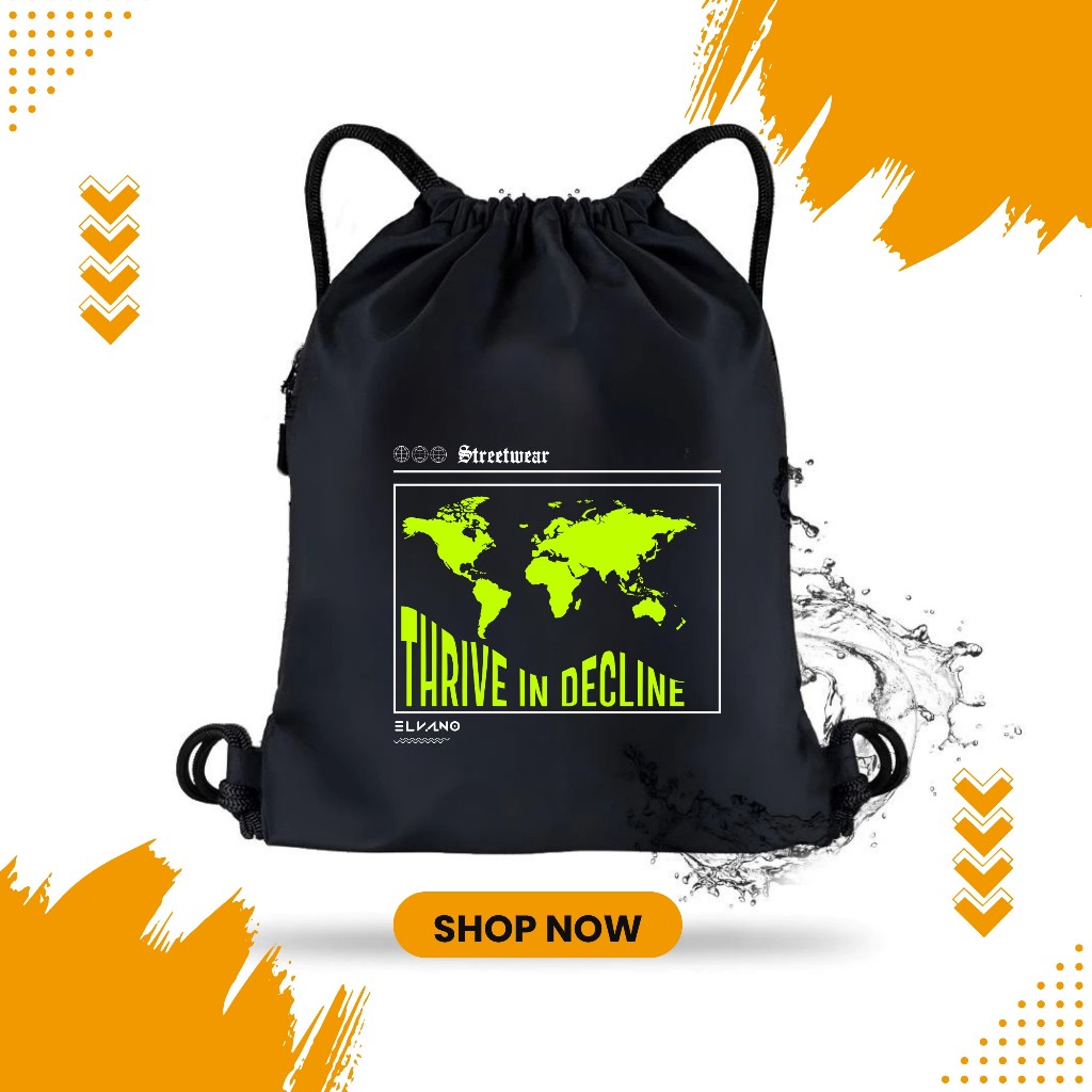 Tas Serut Pria Wanita Unisex Model Polos Hitam Original Tas Futsal Anti Air Tas sepatu futsal Gym Ba