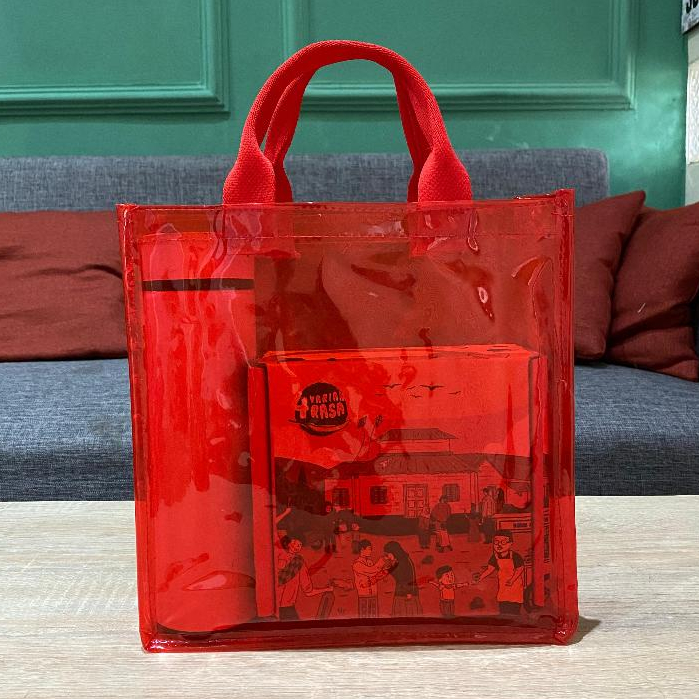 

Tas jinjing mika tebal size 25 x 7 x 25 cm warna merah tas kado hampers terlaris