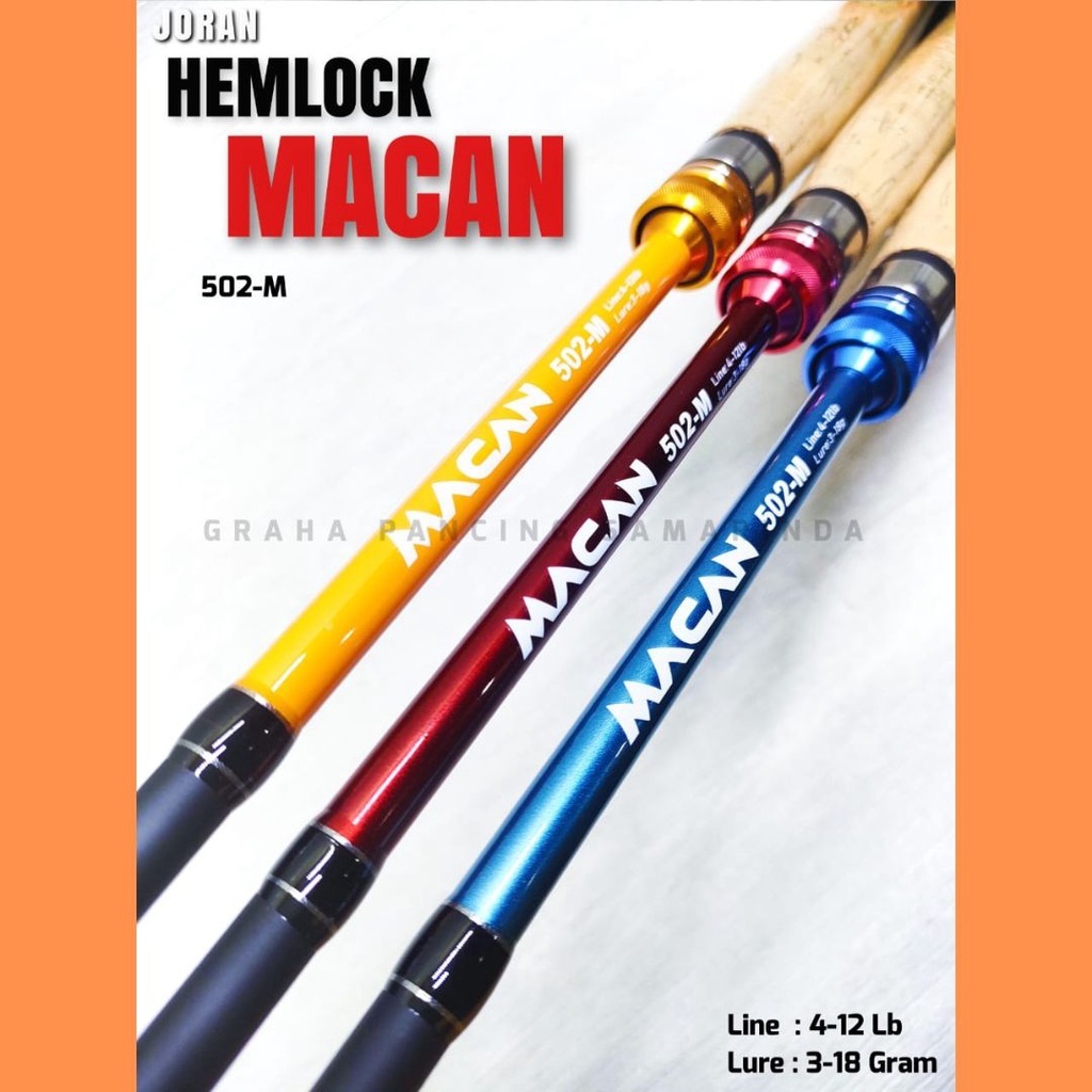 JORAN KOLAM SPINING merk HEMLOCK MACAN, JORAN HIGH CARBON, JORAN 150cm (PACKING PIPA PVC)