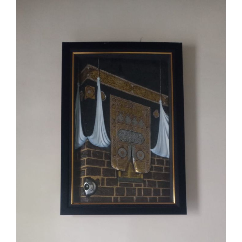 COD Terlaris Foto Pigura Multazam. Mekah mukarromah Foto Ka'bah Free packing full kayu/Garansi