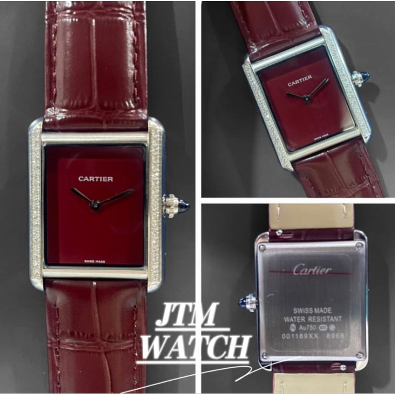 JTM WATCH Jam Tangan Wanita Cartier Tank Diamond Classic Croco Leather Quartz Japan Movement