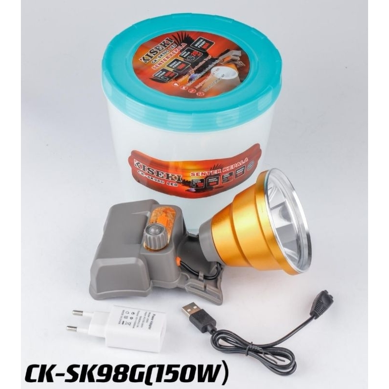 COD Senter Kepala Cas Led KISEKI CK-SK98G Super Terang 150 Watt Tahan 20Jam | Headlamp Kiseki CK SK 