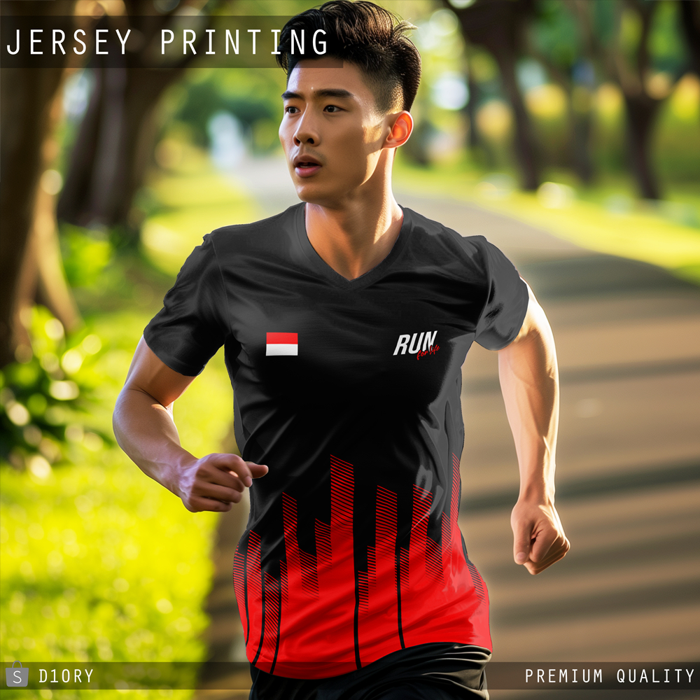 Baju Jersey Pelari Indonesia 248  Kaos Running Pria Wanita Dry Fit Pakaian Olahraga Kekinian