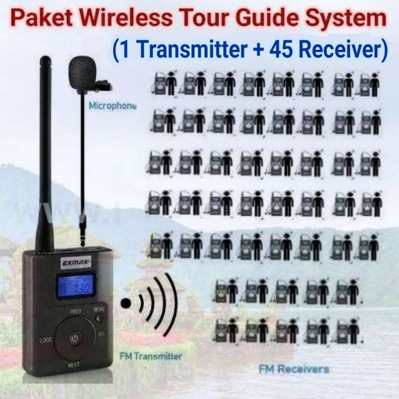 Paket Wireless Tour Guide System 1 Transmitter + 45 Receiver (Cocok untuk umroh)