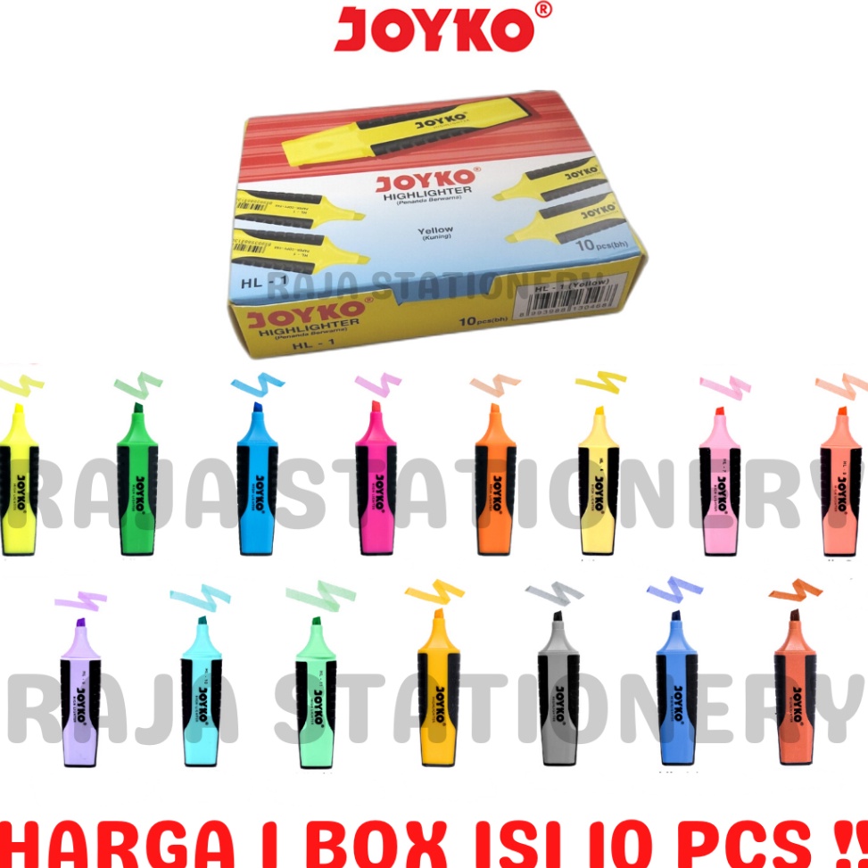 

Joyko HIGHLIGHTER PASTEL NEON COLOUR PENANDA JOYKO WARNA NEON PASTEL BOX 1PCS KODE V1M4