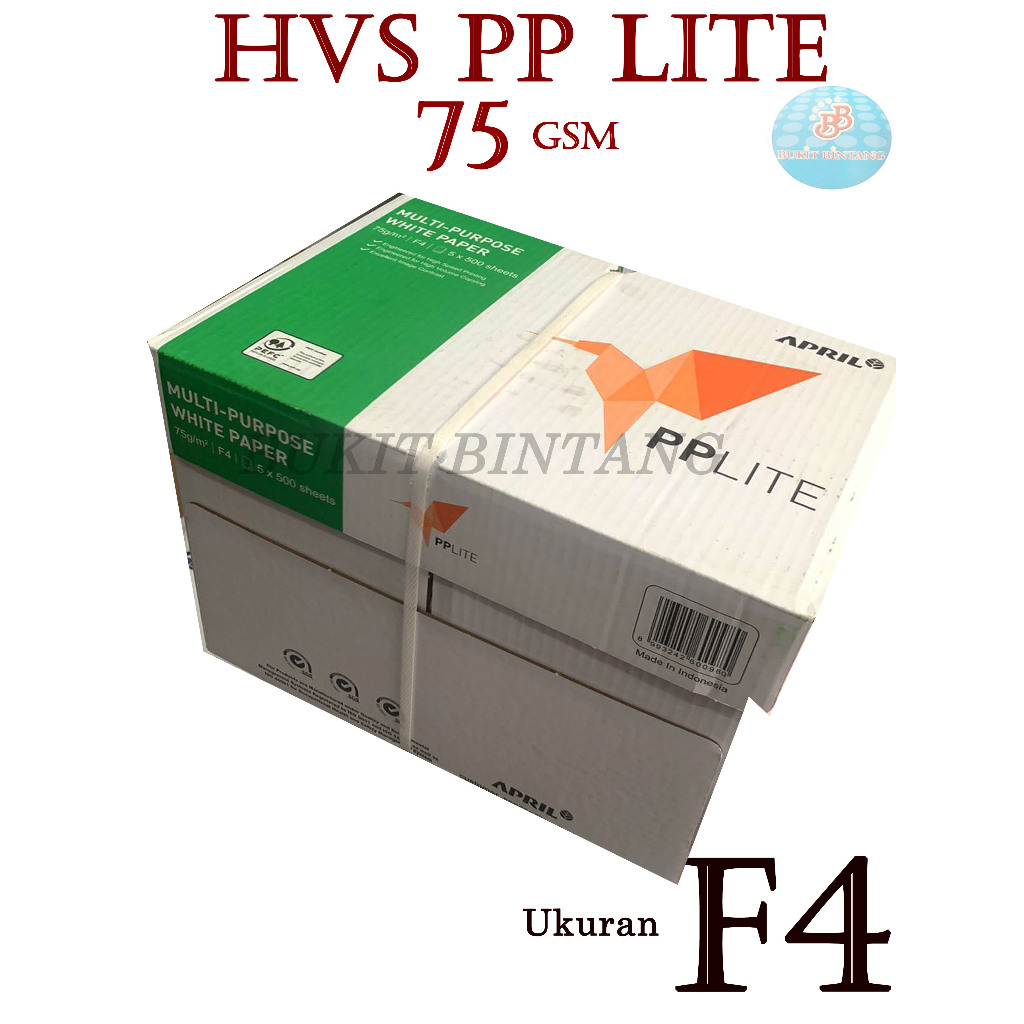 

Kertas HVS April PP LITE 75 Gsm Ukuran F4 , 1 Box / 500 Lembar