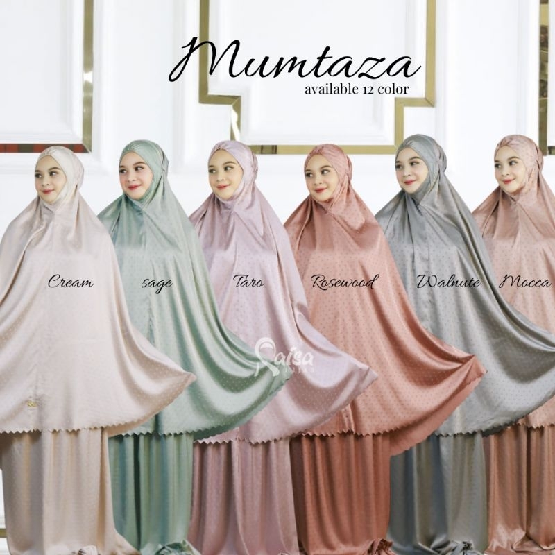 Mukena Dewasa Atasan Bawahan Satin Silky Dotty Premium Mumtaza Raisa Original gratis tas dan sajadah