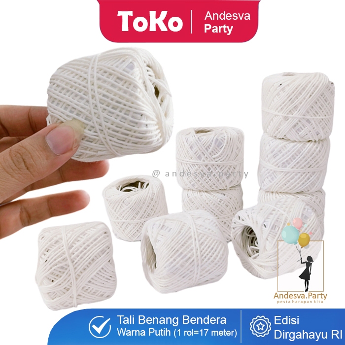 tali benang bendera plastik merah putih / tali benang Kasur putih / tali benang bangunan putih / tal