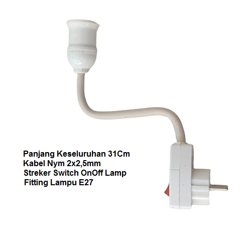 Fitting Lampu Flexible E27 SNI Kabel NYA 2,5mm Panjang Colokan Dinding Switch On Off Fiting Fleksibe