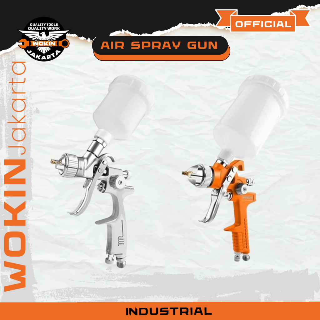 HVLP Air Spray Gun Wokin 0,8mm 110cc | Semprotan Cat Tabung Wokin 1,8mm 600mL | Spray Gun Tabung Wok