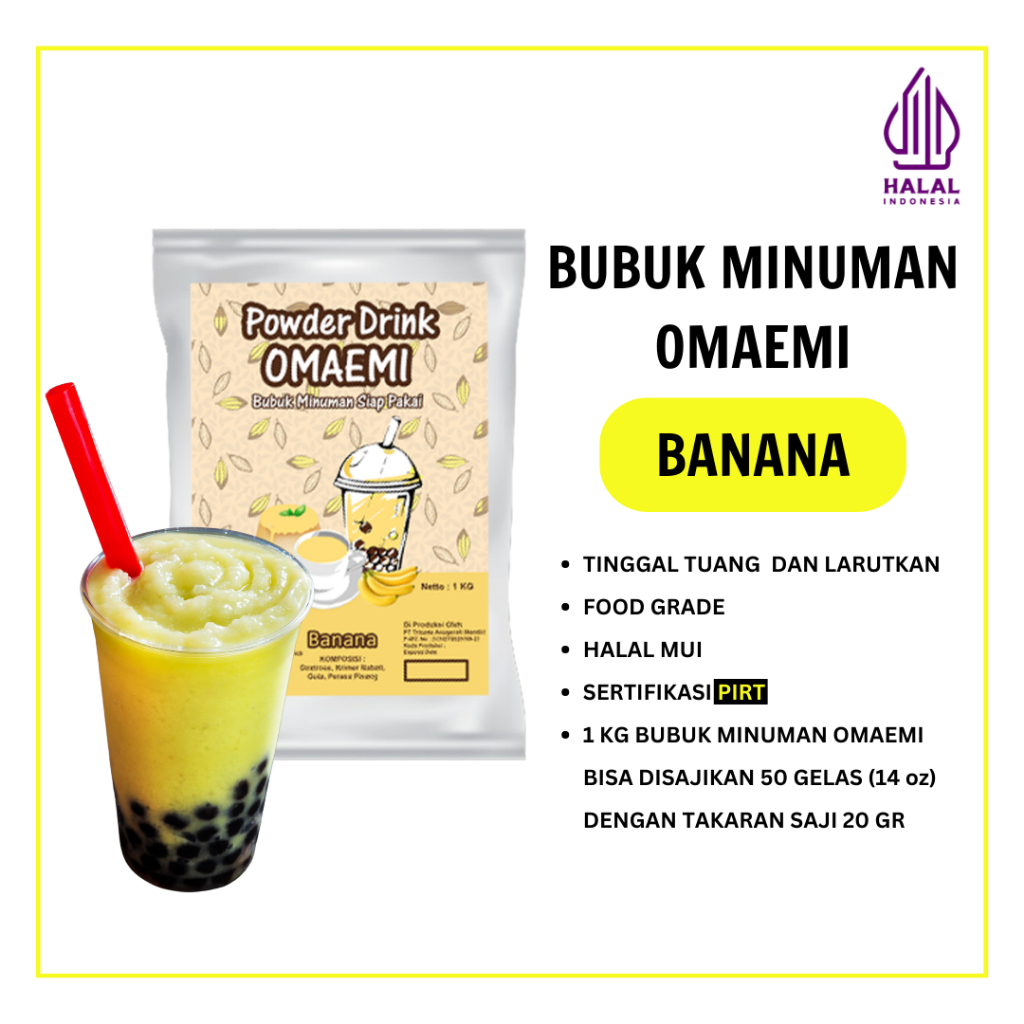 

BUBUK MINUMAN RASA PISANG (BANANA) KEMASAN 1KG FOOD GRADE