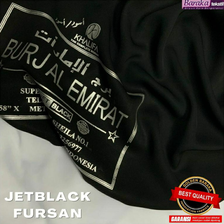 KODE P16F Kain Jetblack Fursan Zblack Fursan Bahan Gamis Jilbab Khimar Syari Baraka Tekstil 5 m