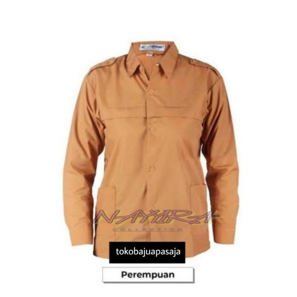 Baju Seragam Kemeja Pramuka Panjang SD SMP SMA Wanita Kemeja Atasan Pramuka Seragam Cokelat Pramuka