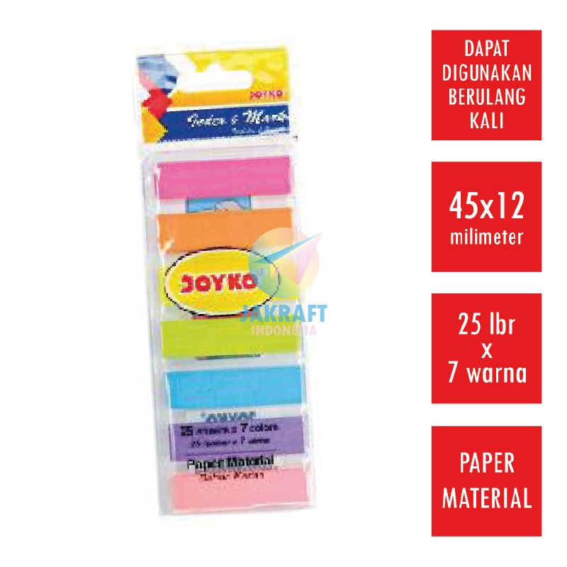 

RAIH DISKON 175 Pcs Index Mark JOYKO IM32 Memo Tempel Kertas Persegi Sticky Notes 7 Warna x 25 Lembar