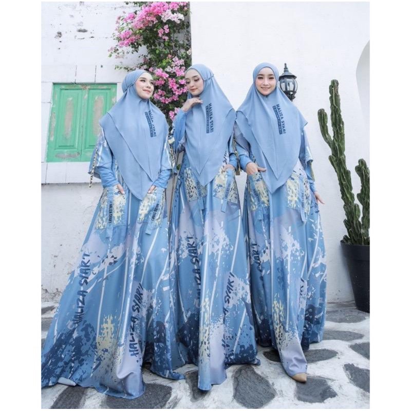 NAYLA SPORTY BIRU DENIM GAMIS ABAYA DAILY SET BERGO HALIZA SYARI Raja Gallery Muslimah
