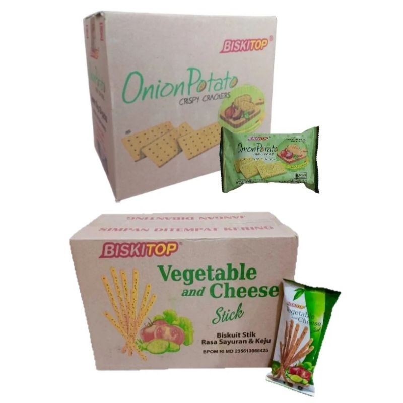 

[ Karton ] Biskitop Onion Potato Crispy Crackers | Vegetable and Cheese Stick Dus