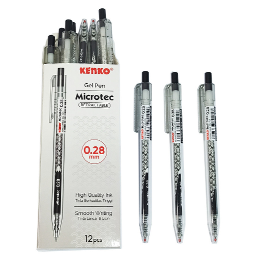 

(Pak/12Pcs) KENKO - Bolpen MICROTEC 0.28 mm / Pulpen Jel