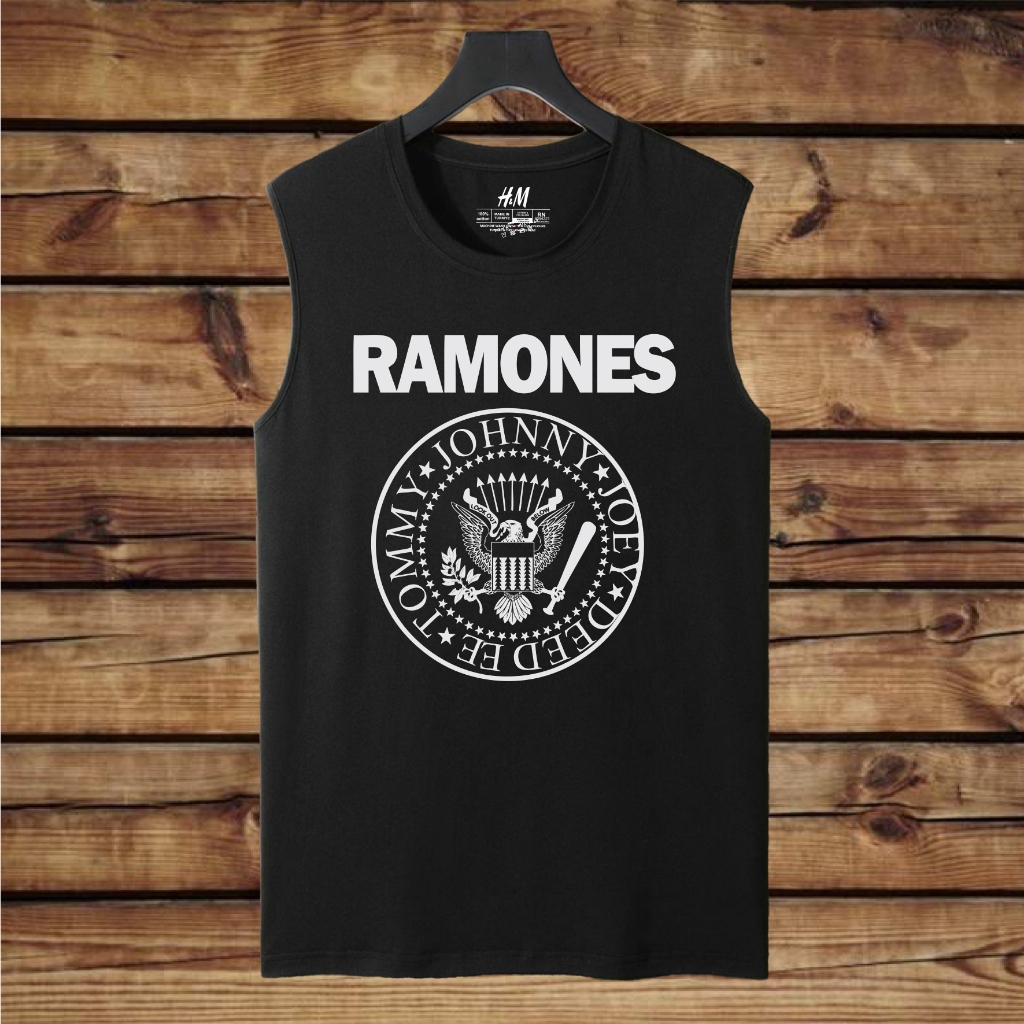 kaos distro SLEEVELESS tanpa lengan RAMONES kaos lekbong band musik metal rock alternatife punk