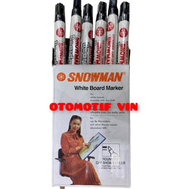 

Spidol Whiteboard hitam snowman marker white board isi 12
