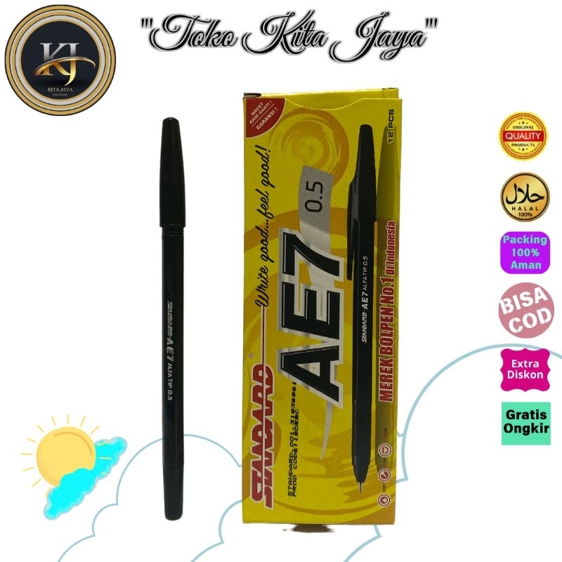 

D3W! Pulpen pena Standard AE7 0,5mm - hitam, merah, biru