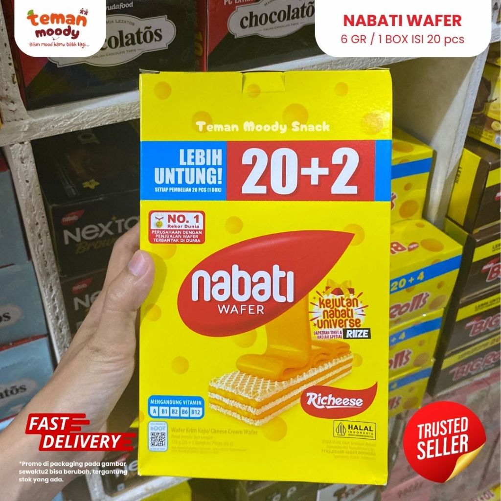 

Richeese Nabati Wafer Keju - (HARGA PER BOX isi 20pcs @7,5gr)