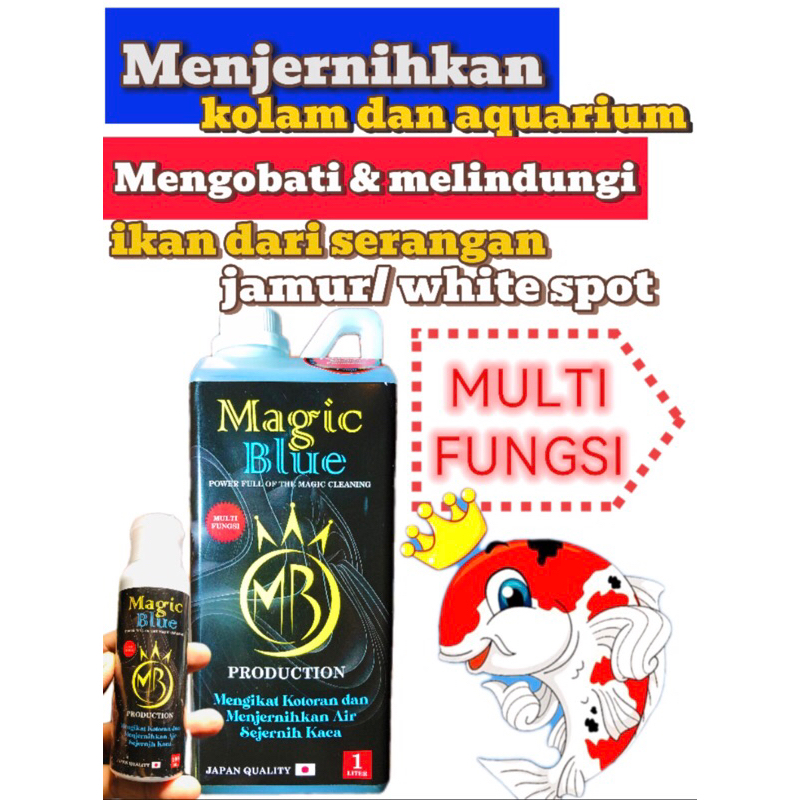 MAGIC BLUE /1 liter obat penjernih kolam koi/ obat jamur/ fungus/ white spot/ ikan koi dan ikan hias