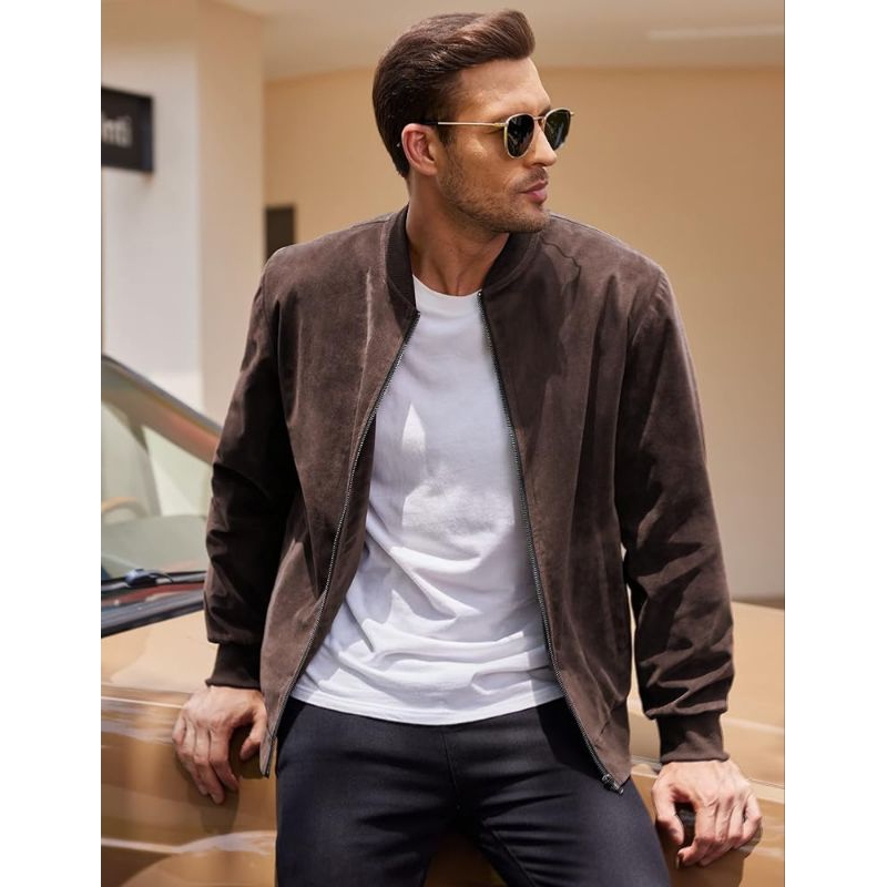 Jaket Suede Bomber Casual new tren 2024 Jaket Bomber pria