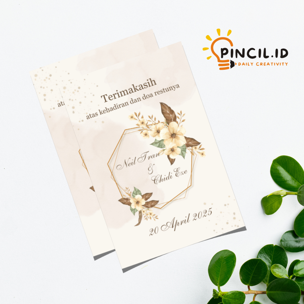 KARTU SOUVENIR , KARTU UCAPAN TERIMAKASIH PERNIKAHAN CUSTOM, KARTU TUKAR KUPON SOUVENIR tema 3