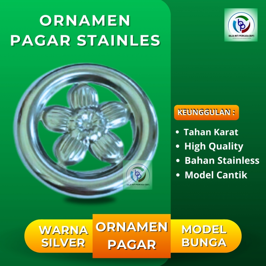 Ornamen Aksesoris Pagar Besi Motif Bunga/Hiasan Pagar Besi Motif Bunga Bahan Stainless di Makassar
