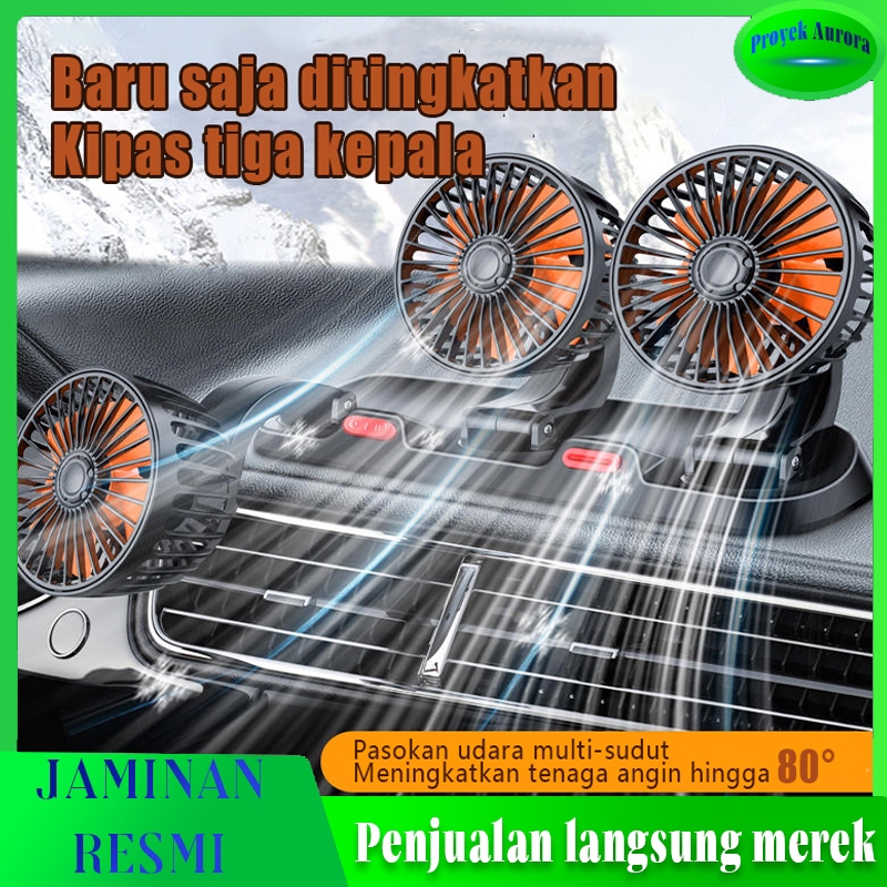 [Flash Sale]Kipas mobil tiga kepala kipas mobil portabel 12v24v truk besar tiga kepala angin kencang