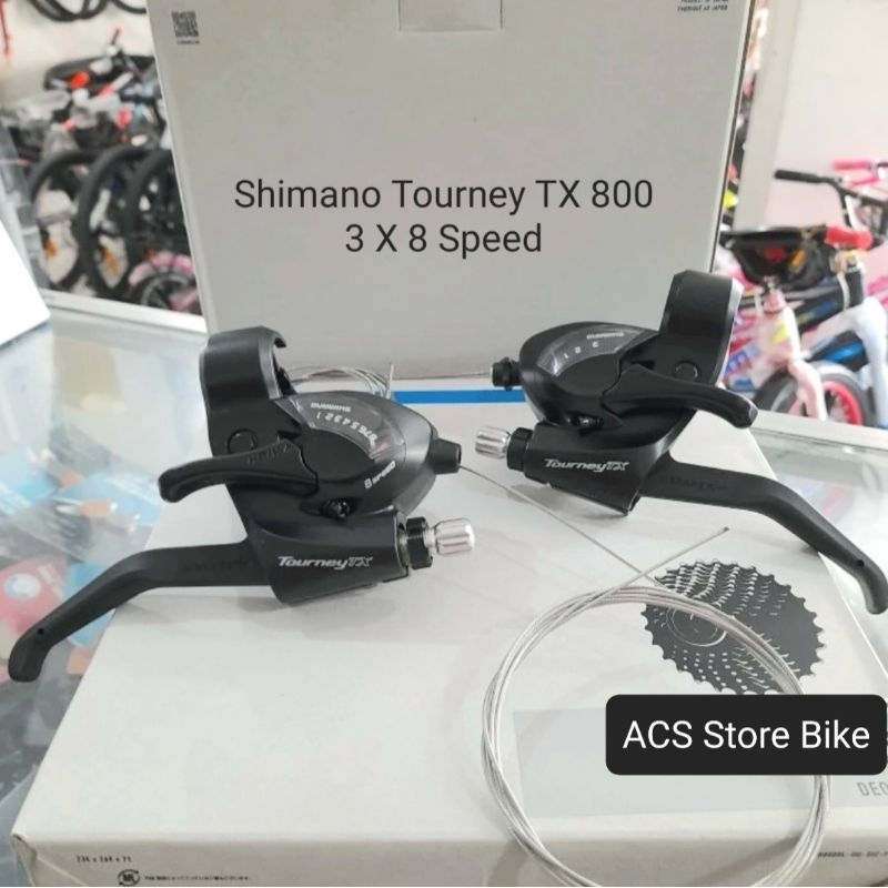 SHIFTER SHIMANO TOURNEY TX800 3 X 8 SPEED KIRI KANAN PENGOPER GIGI SEPEDA GUNUNG MTB FEDERAL DAN LAI