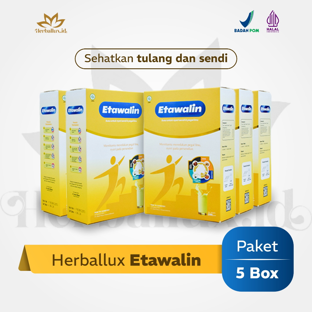 

Paket 5 Box Etawalin Tulang Sehat - Original Susu Etawalin Susu Kambing Etawa Tingkatkan Kepadatan & Kesehatan Tulang Sendi Atasi Nyeri Sendi & Osteoporosis Asam Urat Rematik Reumatik Cocok Untuk Lansia
