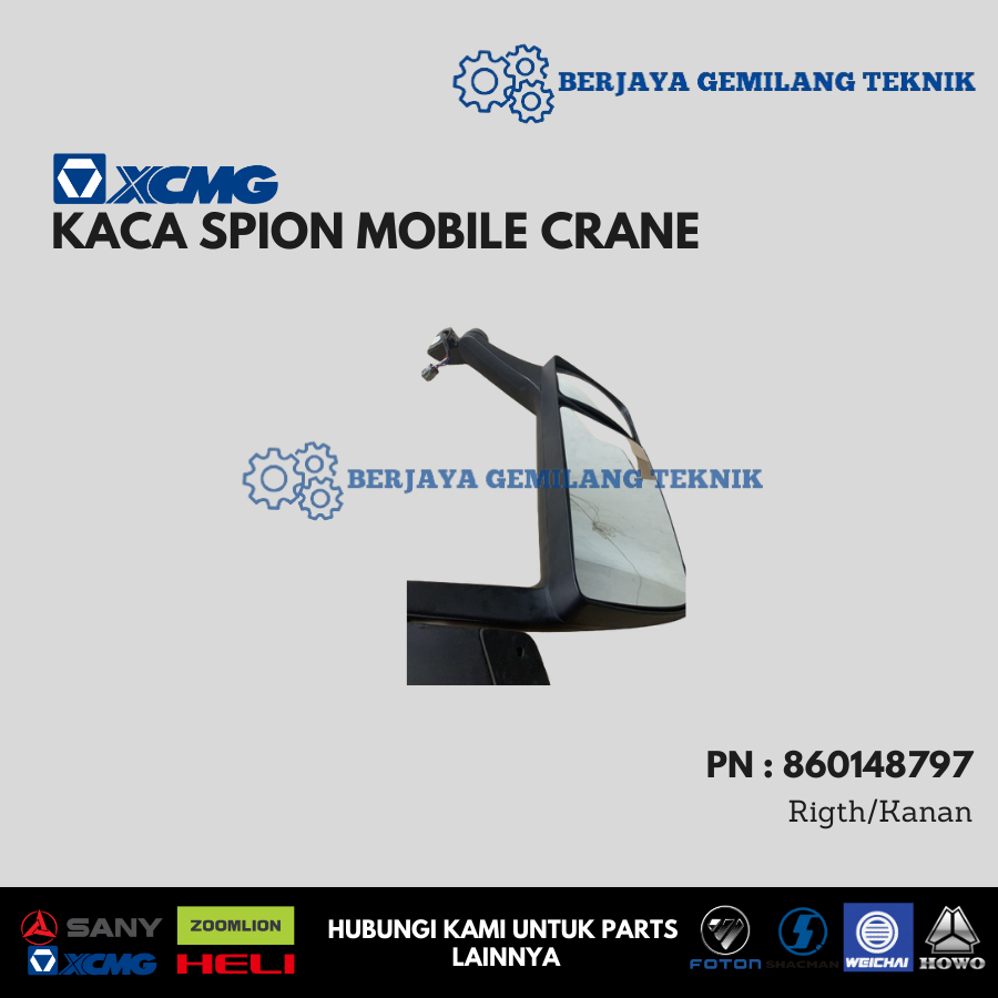 Kaca Spion Mobile Crane XCMG Sparepart QY25K Rearview Mirror Kanan 860148797