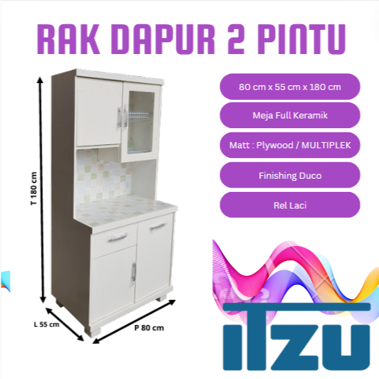 Lemari Rak Dapur Kayu 2 Pintu