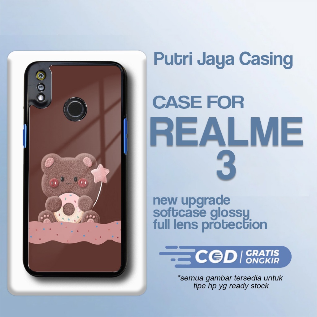 Case Realme 3 Terbaru - Realme 3 - Motif Beruang lucu - Bahan Hardcase Softcase Premium Glossy - Cas