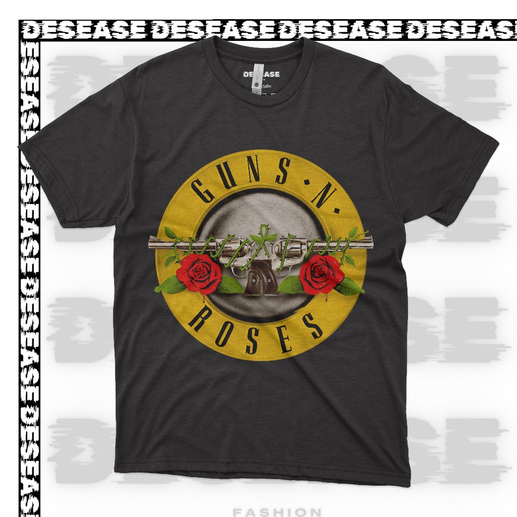 Guns N Roses Logo T Shirt - Kaos Band Guns N Roses - Kaos Band Pria Wanita 24s - Desease