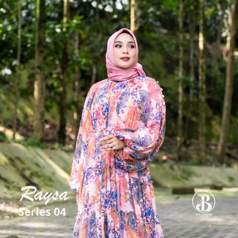 Gamis Ceruty Premium Raysa Series 04 Dress Ukuran S Sampai XXL Jumbo Baju Muslim Wanita Dewasa By Bn