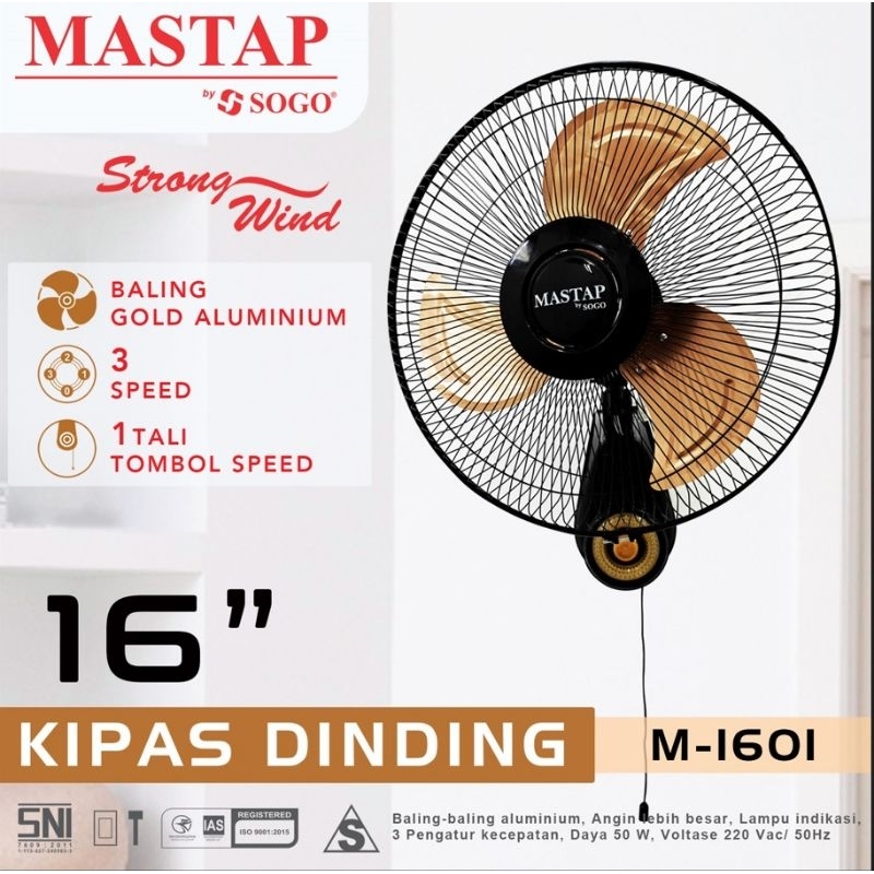 WALLFAN MASTAP M-1601/ KIPAS ANGIN DINDING BESI 16 INCH/ KIPAS ANGIN TORNADO