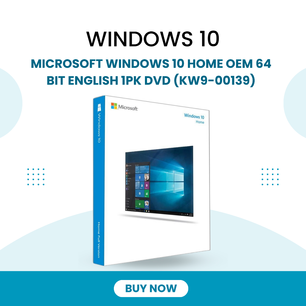 JUAL / WINDOWS 10 / HOME / Microsoft Windows 10 Home OEM 64 BIT English 1pk DVD (KW9-00139)