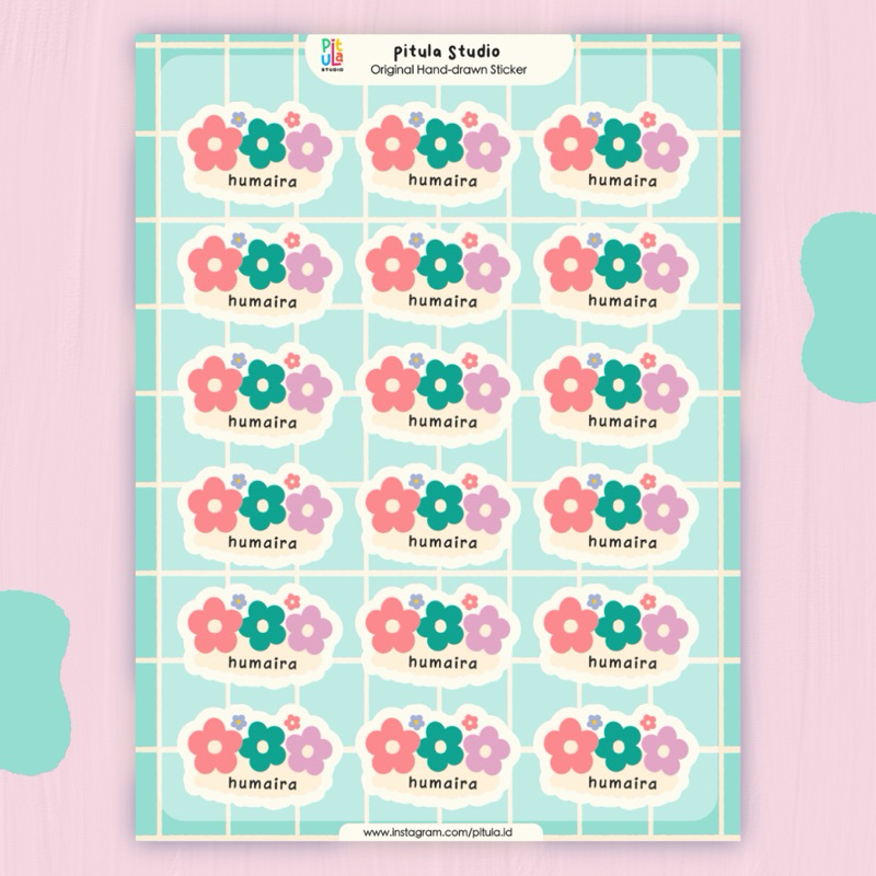 

Stiker Nama Waterproof - Pastel Flower (A6) by Pitula Studio