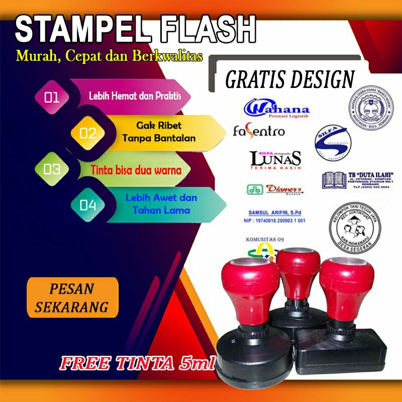 

Cetak Stampel Otomatis / flash cepat dan murah