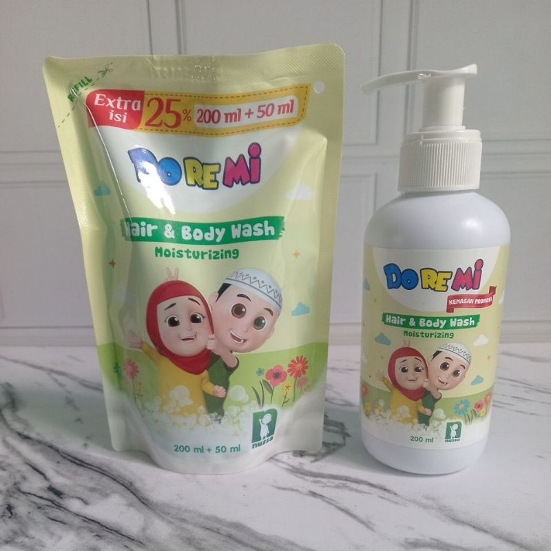 Doremi Hair & Body Wash Sabun & Sampo Moisturizing Refill / Botol 200 ml