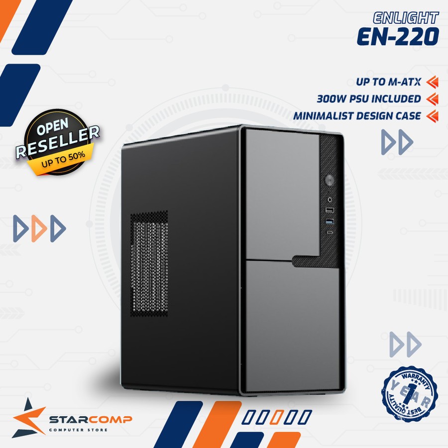CASE ENLIGHT EN220 + PSU 300W mATX Casing PC Komputer EN 220