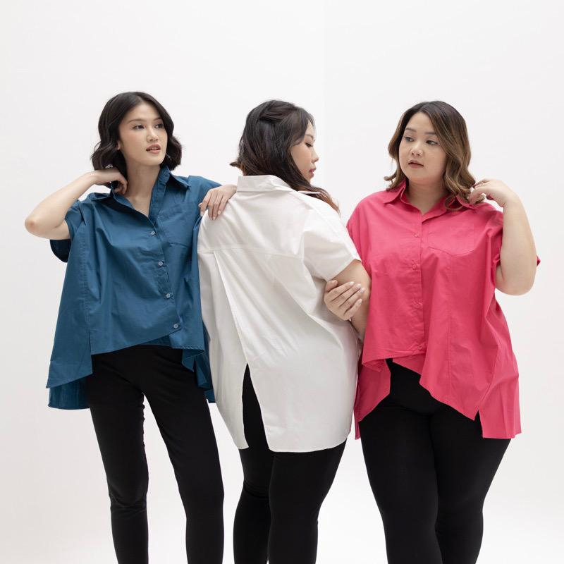 KEMEJA WANITA OVERSIZED LENGAN PENDEK
