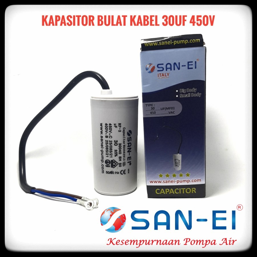 kapasitor bulat / kabel pompa air 30uf