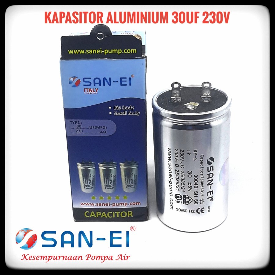 kapasitor aluminium pompa air 30uf