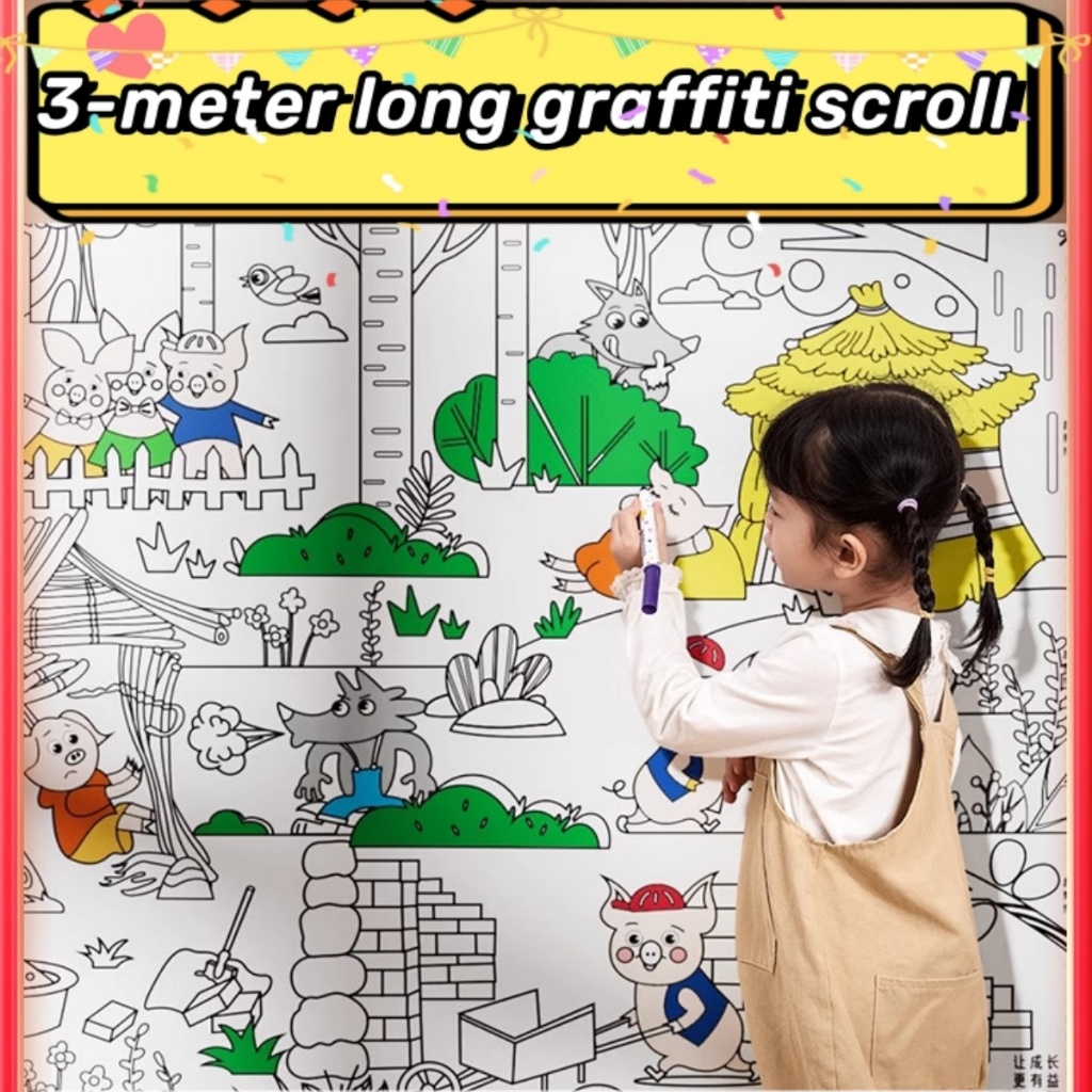 

3 METER Graffiti Scroll Kertas Mewarnai Jumbo Anak Kertas Mewarnai Jumbo Dan Besar COLORING ROLL Paper