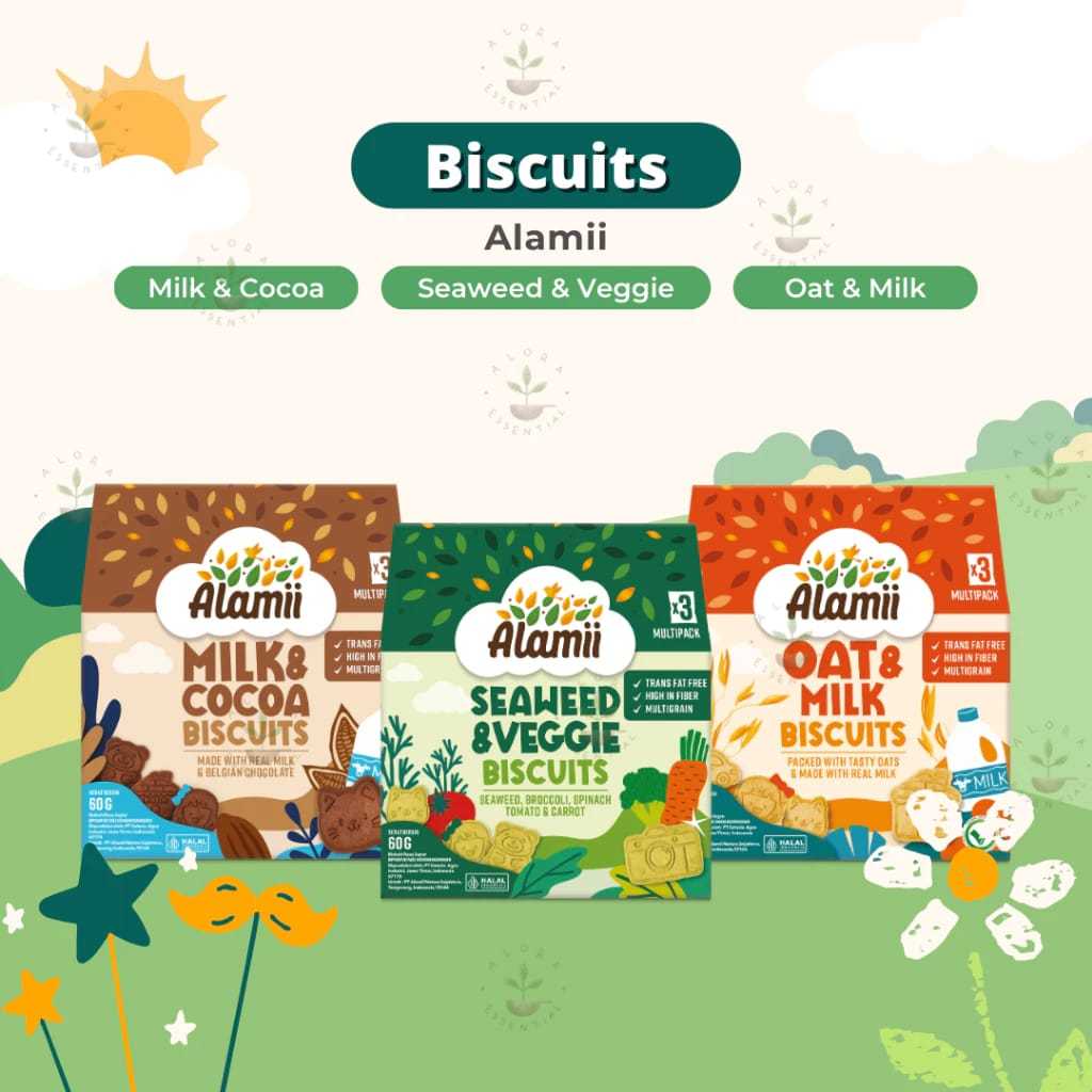 

BELI 2 GRATIS 1 BKSS 20 GR Alamii Multigrain Biscuits 60Gr Biskuit Anak Sehat | Snack Bayi | Cemilan Bayi Sehat Non MSG