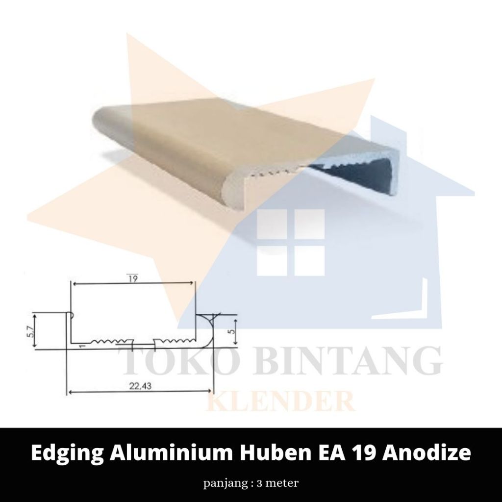 Edging Aluminium Huben EA 19 Anodize